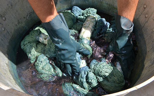 Yarn being dyed at the Teixits Riera mill